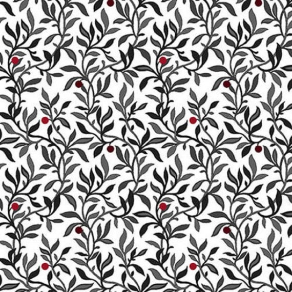 Cotton Quilt Fabric Black White And Red Hot Red Medallion