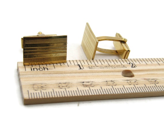 Horizontal Lines Rectangle Cuff Links Men's Jewel… - image 4