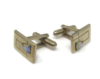 Vintage Art Deco Cufflinks: Gold Tone with Colorful Jewels