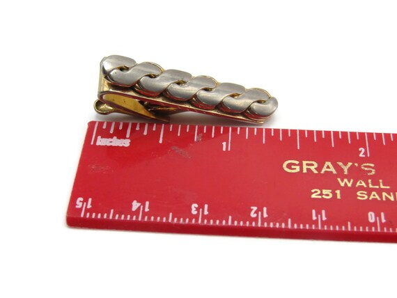 Interlocking Chain Pattern Silver & Gold Tone Tie… - image 5