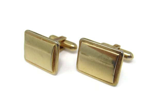 Vintage Gold Tone Rectangle Cufflinks for Men - image 4