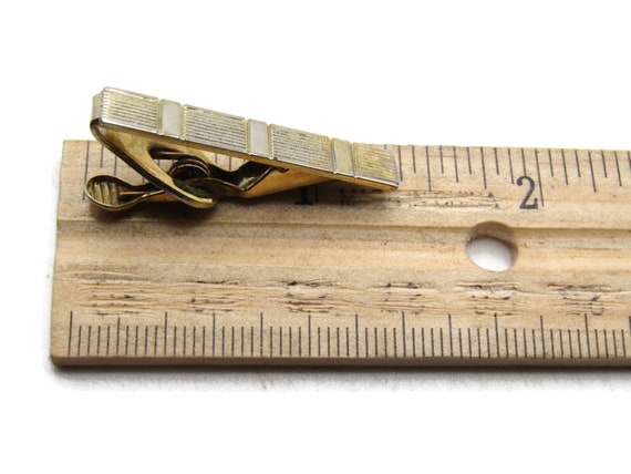 Geometric Line Pattern Tie Clip Modernist Tie Bar… - image 4