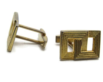 Interlocking Squares Cuff Links Men's Jewelry Gold Tone
