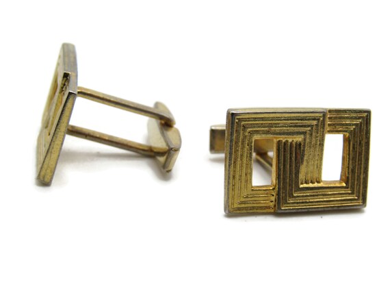 Interlocking Squares Cuff Links Men's Jewelry Gol… - image 1