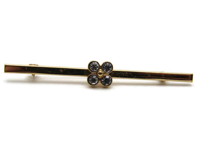Blue Rhinestone Inlay Flower Design Classic Gold Tone Tie Pin Tie Clip Tie Bar Men's Jewelry