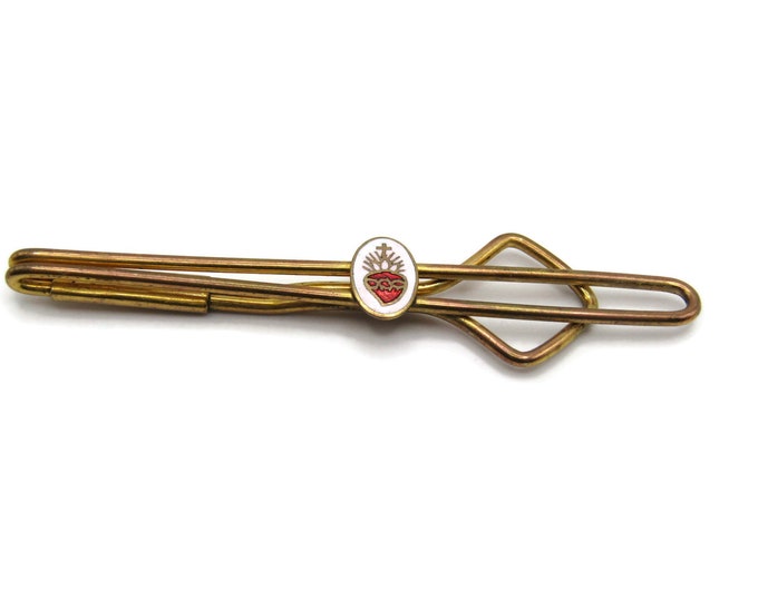 Independent Order of Odd Fellows Emblem Gold Tone Open Body Tie Bar Tie Clip Men's Jewelry