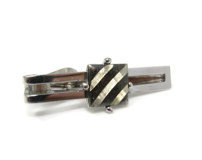 Grooved Etch Open Design Tie Clip Tie Bar: Vintage Silver Tone - Stand Out from the Crowd with Class