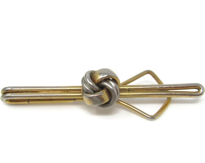 Infinity Knot Tie Clip Bar Gold Tone Vintage Men's Jewelry Nice Design
