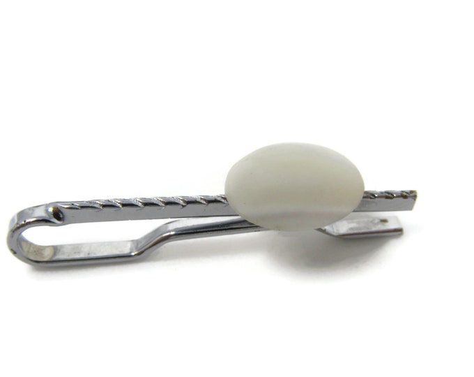 Mother of Pearl Accent Skinny Body Tie Clip Tie Bar: Vintage Silver Tone - Stand Out from the Crowd with Class