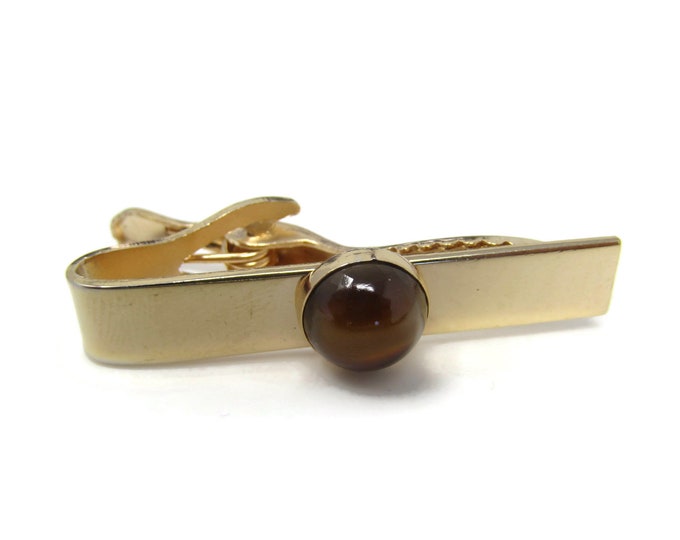 Tiger's Eye Tie Clip Tie Bar: Vintage Gold Tone - Stand Out from the Crowd with Class