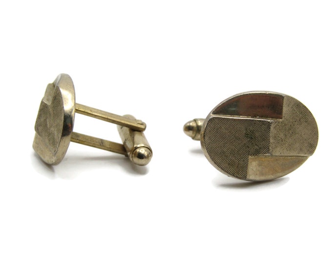 Dimensional Edges Oval Cuff Links Men's Jewelry Gold Tone