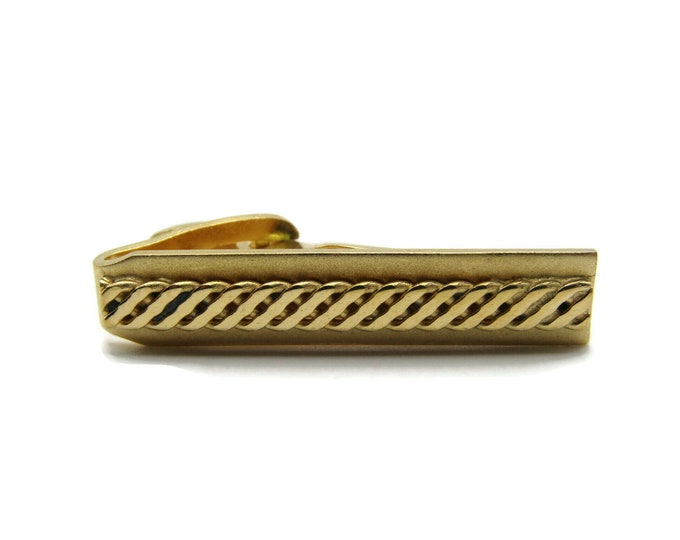 Woven Chain Pattern Design Modernist Industrial Steampunk Gold Tone Tie Bar Tie Clip Men's Jewelry