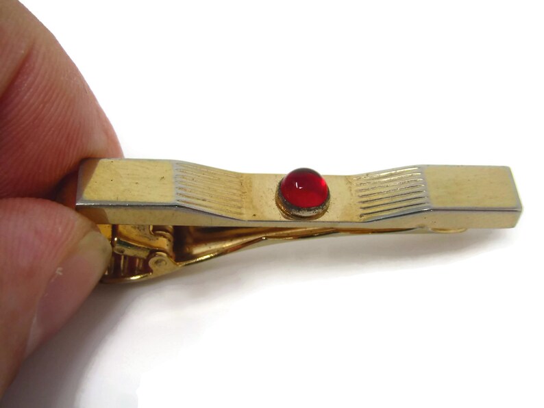 High Quality Red Center Art Deco Great Design Vintage Tie Clip Tie Bar