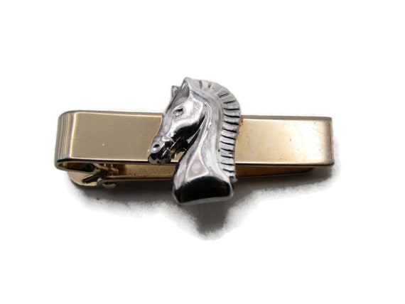 Silver Tone Trojan Horse Head Tie Clip Men's Jewe… - image 1