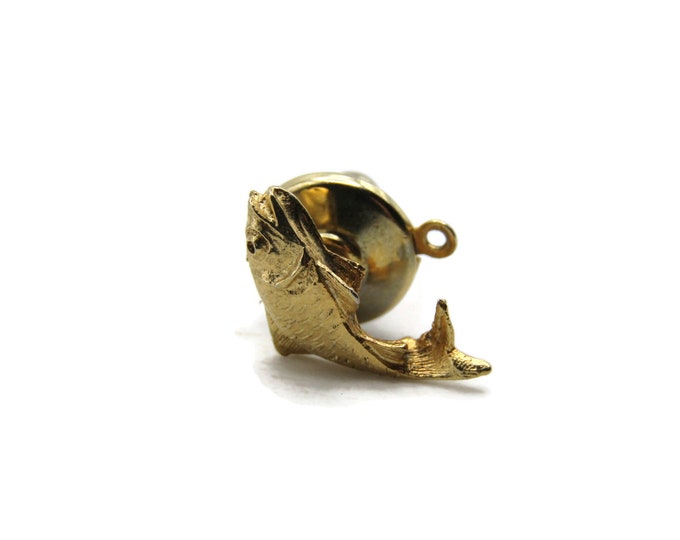 Fish Tie Pin Men's Jewelry Gold Tone