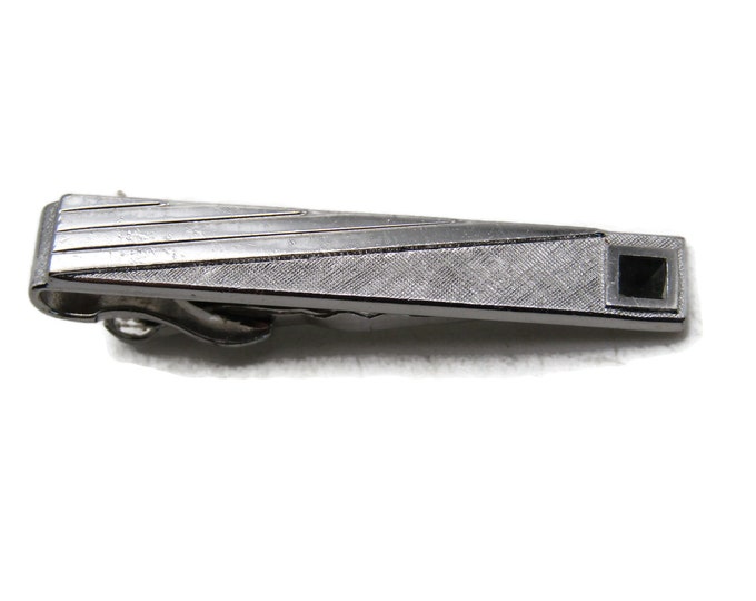 Diagonal Lines And Textured Tie Clip Tie Bar Men's Jewelry Silver Tone