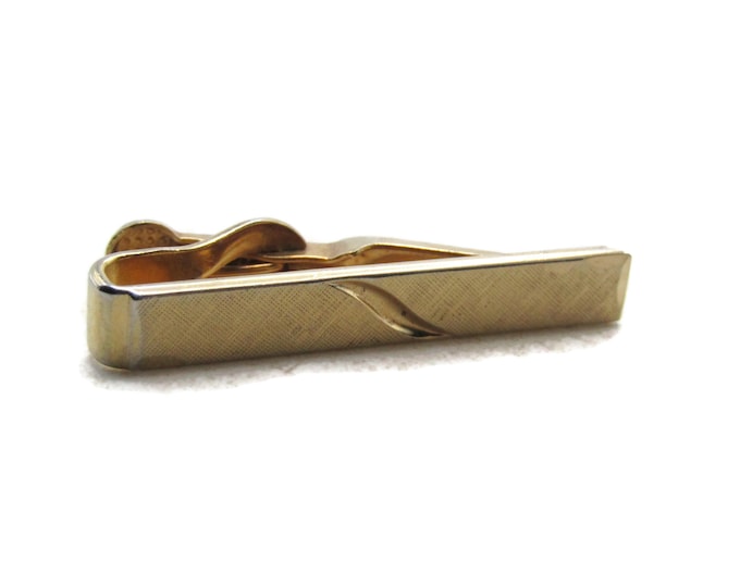 Brushed And Diagonal Line Tie Clip Tie Bar Modernist Men's Jewelry Gold Tone