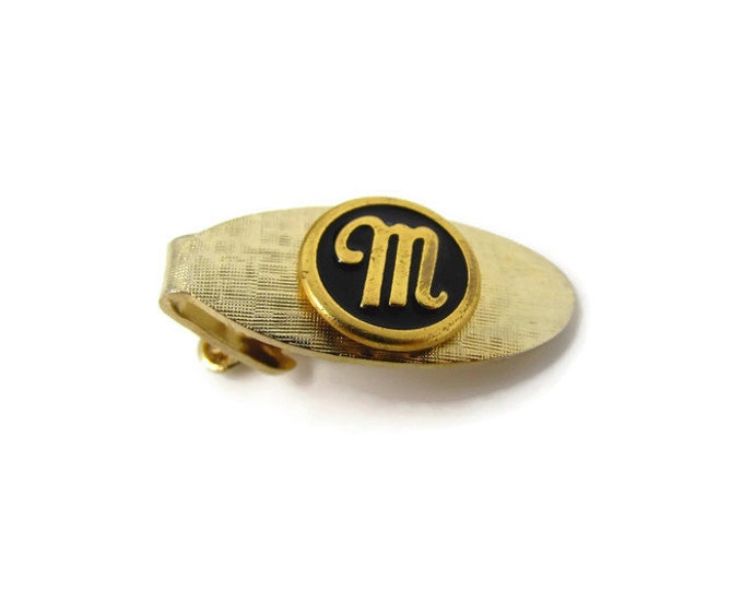 Letter M Tie Clip Vintage Tie Bar: Initial "M"