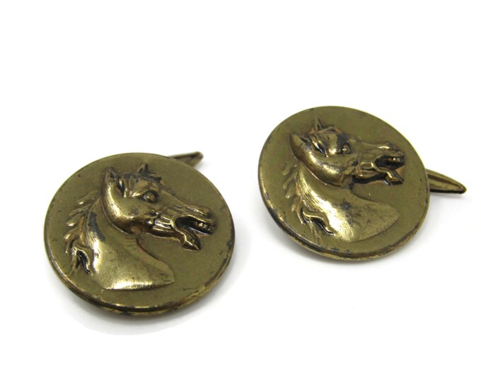 Horse Head Men's Cufflinks: Vintage Gold Tone - Stand Out from the Crowd with Class