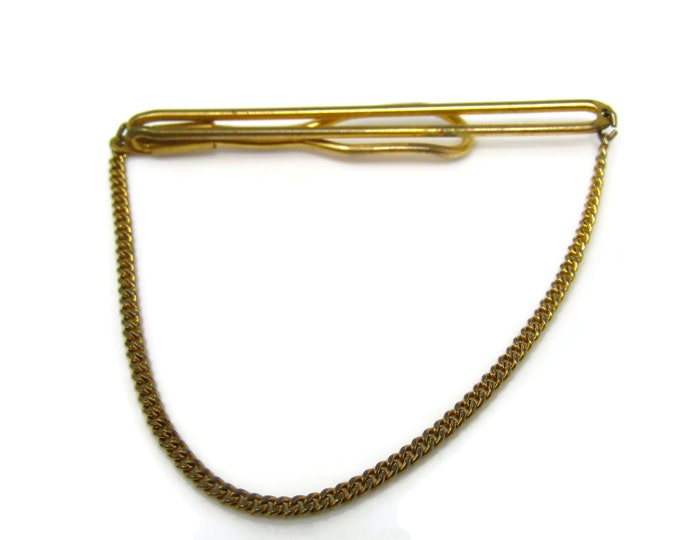 Classic Chain Tie Clip Tie Bar: Vintage Gold Tone - Stand Out from the Crowd with Class