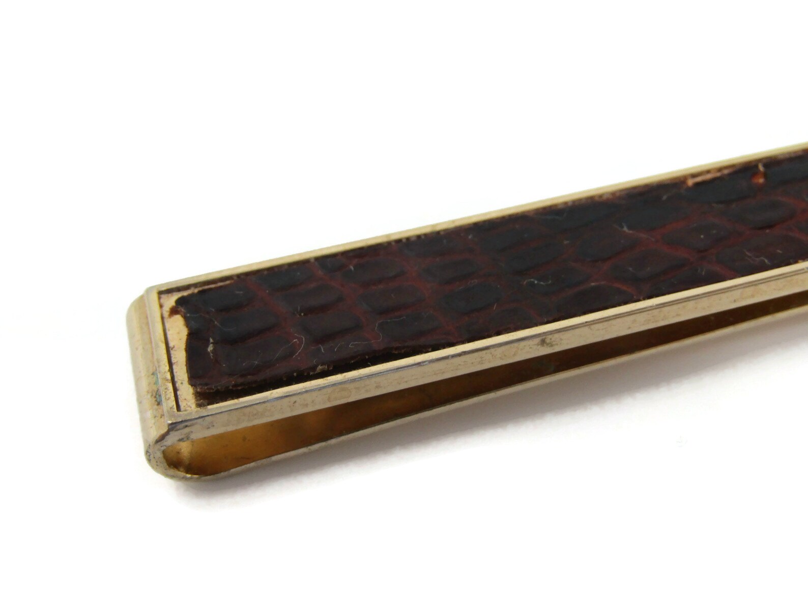 Leather wear Tie Clip Tie Bar: Vintage Gold Tone Stand Out - Etsy