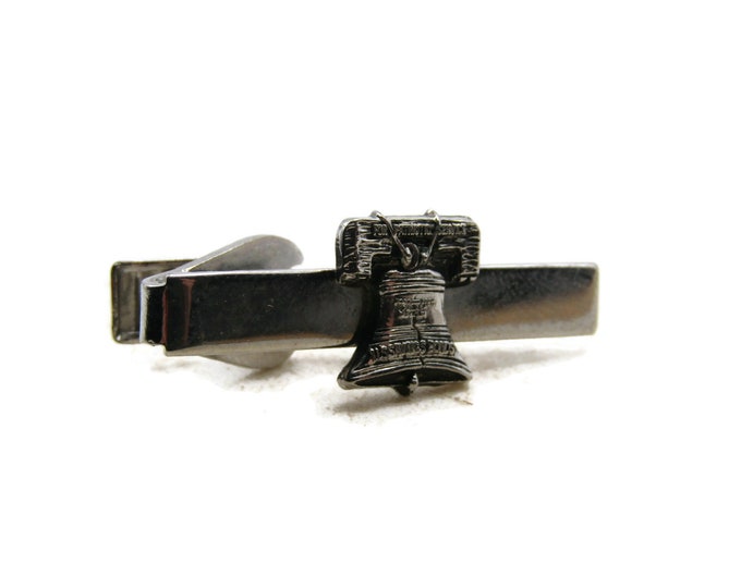Liberty Bell Tie Clip Tie Bar Men's Modernist Jewelry Silver Tone