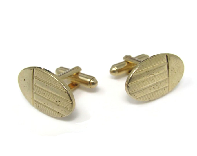 Oval Modernist Men's Cufflinks: Vintage Gold Tone - Stand Out from the Crowd with Class