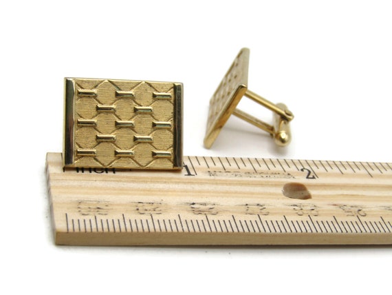 Honey Comb Pattern Rectangle Cuff Links Men's Jew… - image 4