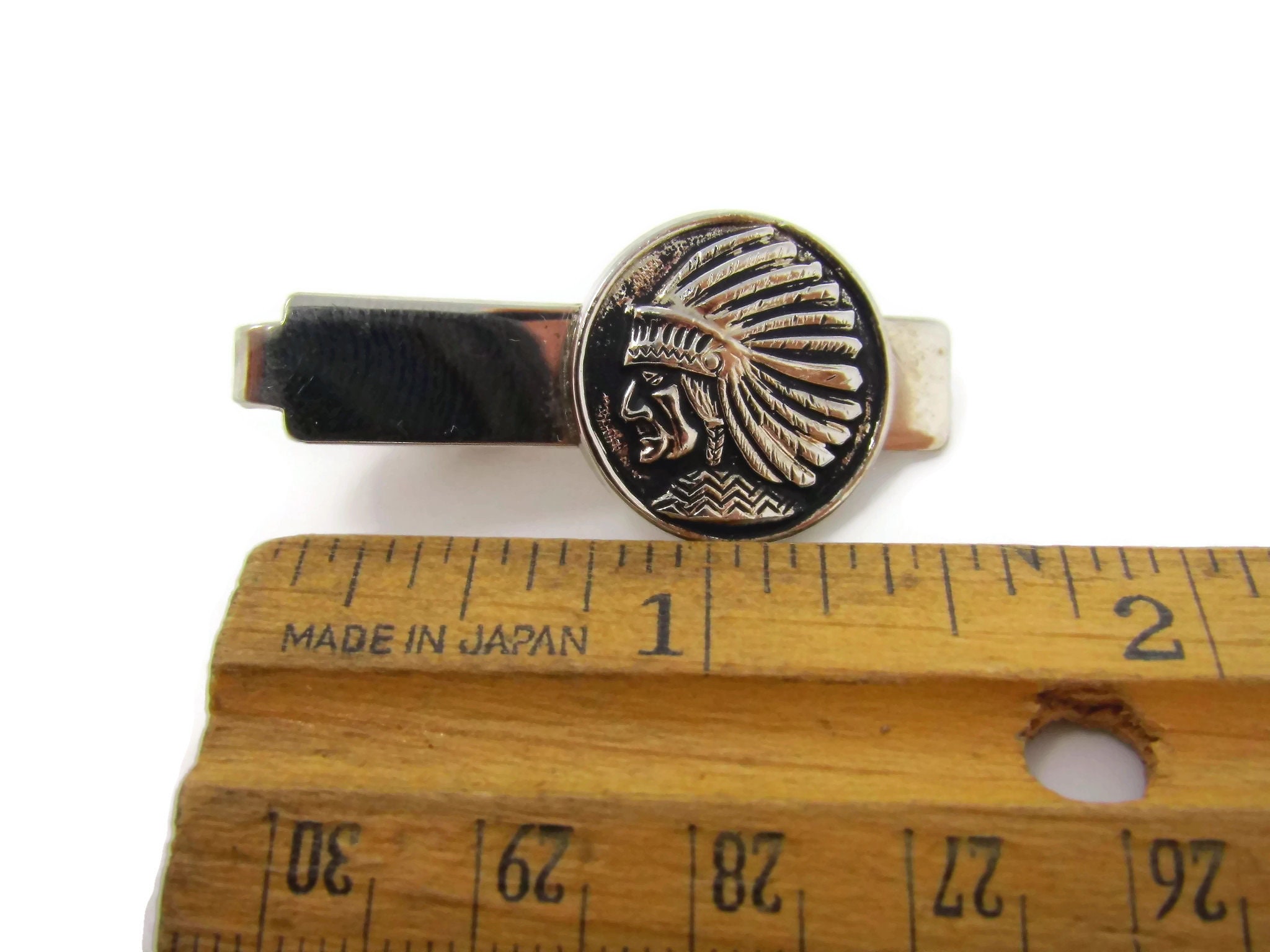 Vintage Tie Clip Tie Bar Native American Indian Chief