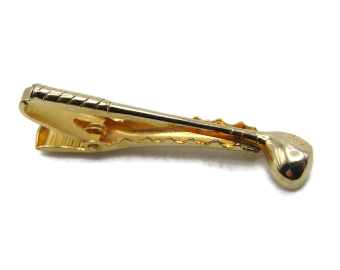 Golf Club Tie Clip Golfer Gift Tie Bar Gold Tone Men's Jewelry