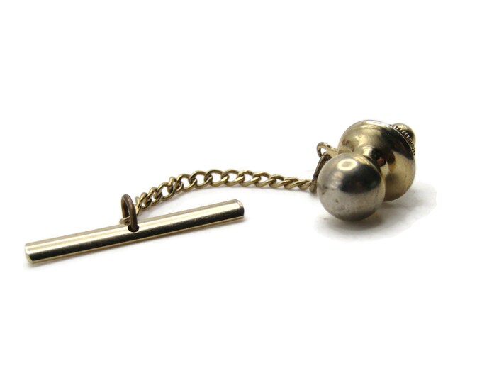 Round Ball Tie Pin And Chain Men's Jewelry Gold Tone