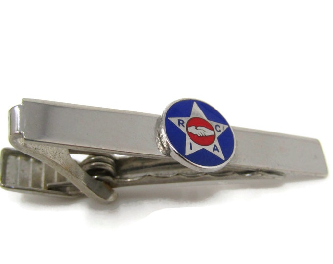 RIAC Handshake Logo Design Tie Bar Clip Silver Tone Stand Out w/ Style Fit In with Class