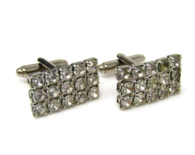Vintage Cufflinks for Men: 15 Clear Jewels Nice Design Catches the Light Nicely