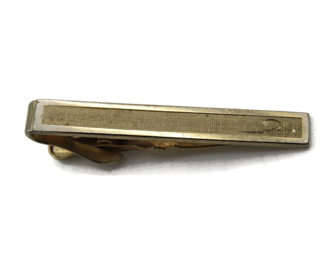 Textured Design Tie Clip Tie Bar Men's Jewelry Gold Tone