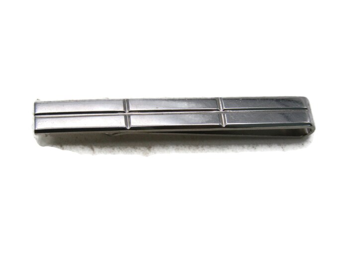 Rectangle Pattern Classic Tie Clip Tie Bar Men's Jewelry Silver Tone