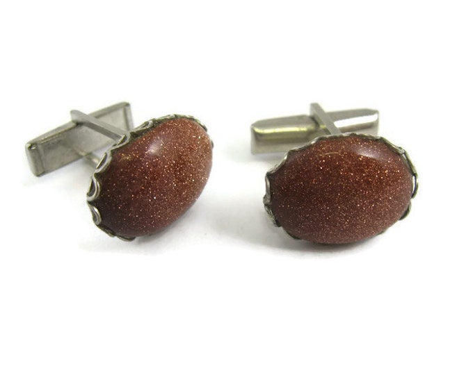 Vintage Cufflinks for Men: Orange Sparkle