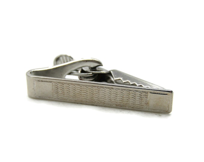 Wave Pattern Center Tie Clip Tie Bar Modernist Men's Jewelry Silver Tone