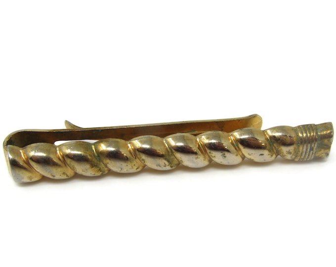 Rope Tassel Twist Design Tie Bar Clip Vintage Silver Tone Stand Out w/ Style Fit In with Class