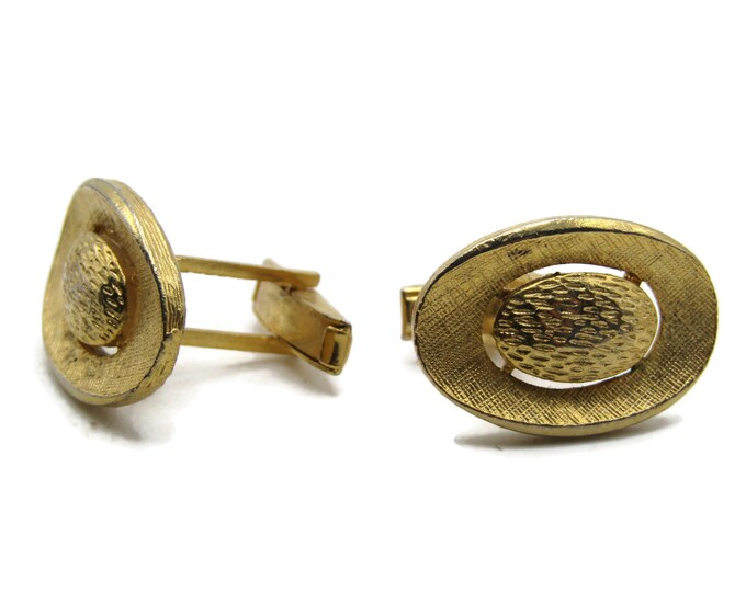 Textured Ovals Cuff Links Men's Jewelry Gold Tone