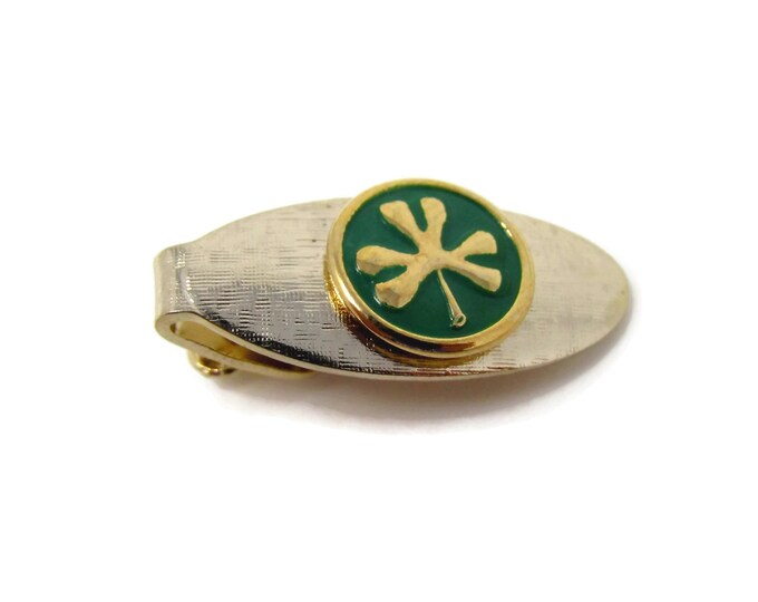 Vintage Tie Clip Tie Bar: Clover Leaf Design