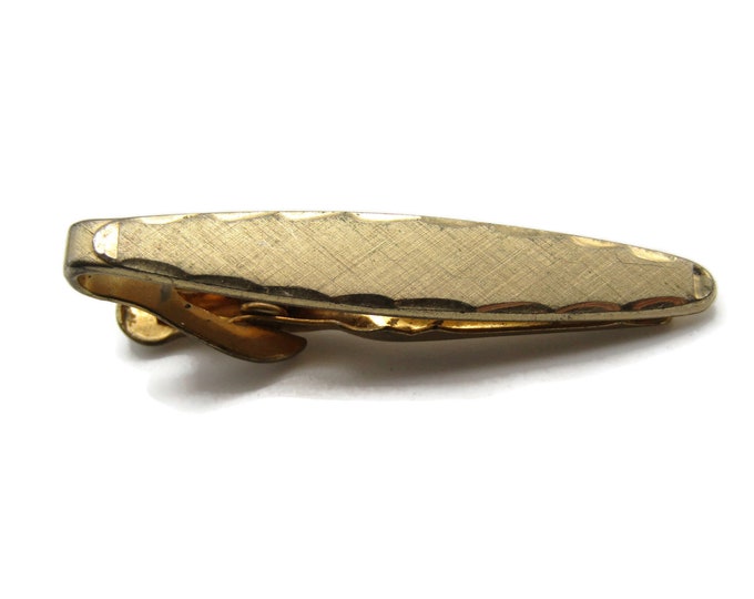 Oval Beveled And Brushed Finish Tie Clip Modernist Tie Bar Me's Jewelry Gold Tone