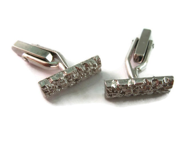 Vintage Cufflinks for Men: Textured Round Silver Tone Design