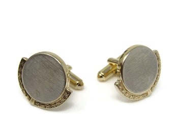 Vintage Gold Tone Cufflinks: Circle Wreath Design Men's Jewelry