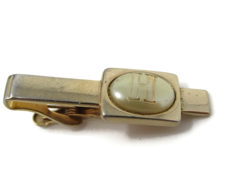 Letter H Initial Tie Clip Bar Gold Tone Vintage Men/'s Jewelry Nice Design