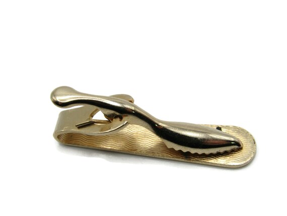 Vintage Gold Tone Tie Bar: Geometric Horizontal L… - image 4