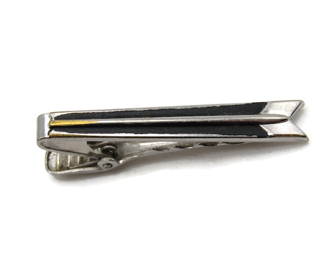 Arrow Design Tie Clip Tie Bar Men's Jewelry Black & Silver Tone