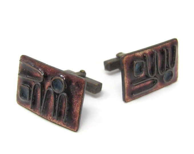 Modern Art Men's Cufflinks: Vintage Copper Tone - Stand Out from the Crowd with Class