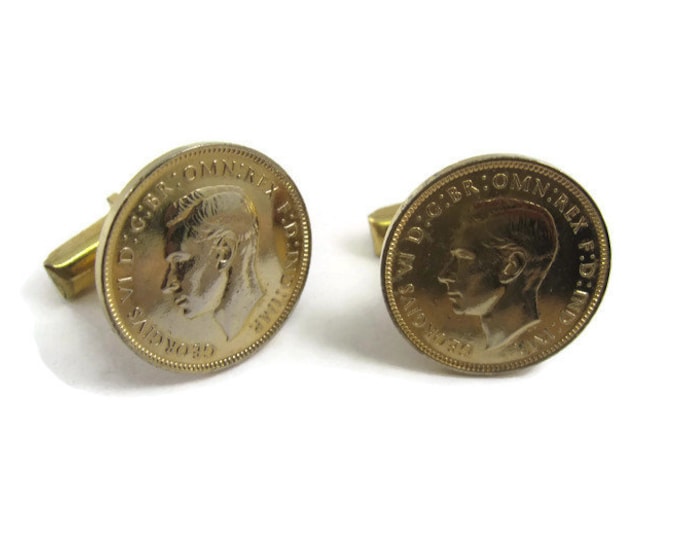 Vintage Cufflinks for Men: Australia Australian Coin King George VI Penny