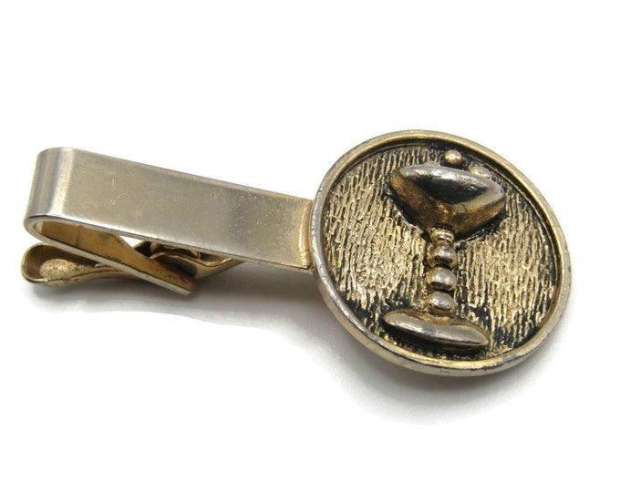 Chalice Style Tie Clip Gold Tone Vintage Tie Bar Men's Jewelry