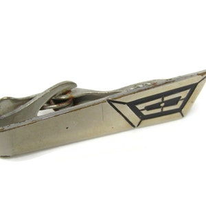 Modernist Wing Design Tie Bar Clip Silver Tone Vintage Men's Jewelry Nice Design